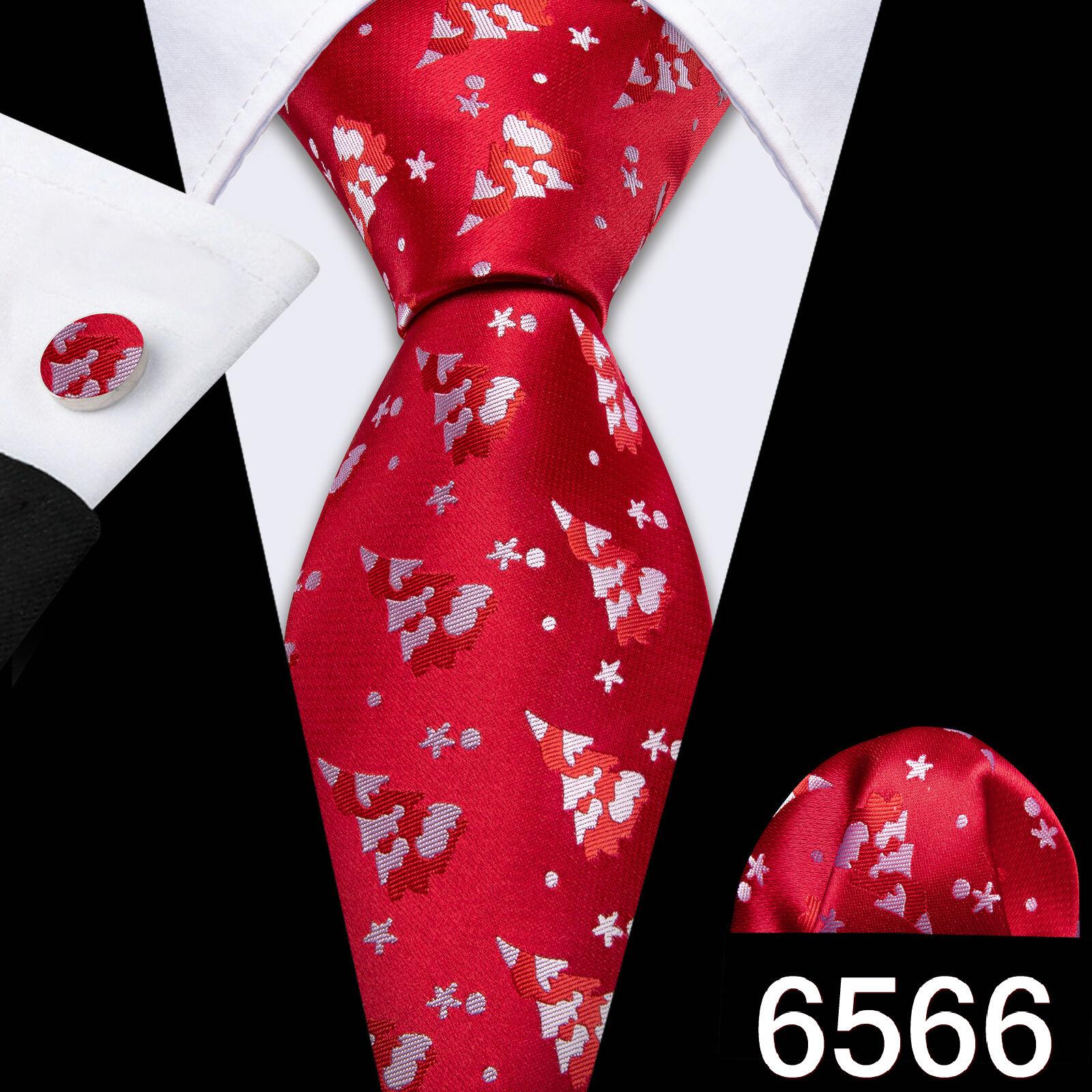 

Мужской галстук Barry Wang, носовой платок, запонки, красная снежинка, мультяшный узор, рождественский галстук с атмосферой N-6566