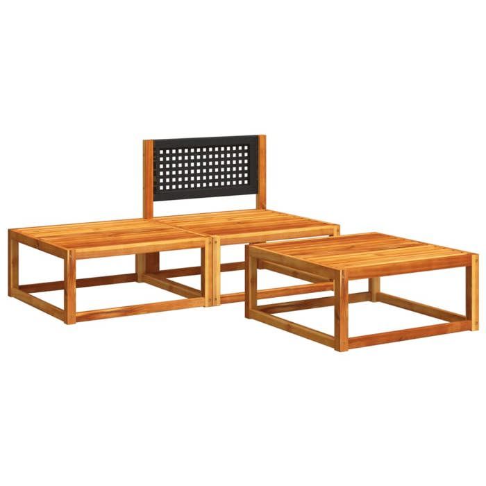 VidaXL Ensemble de canapés de jardin 3 pièces avec coussins en bois d'acacia et rotin 4008170