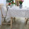 Polyester Linen Lace Edge Tablecloth Rectangular Tassels Dust -Proof Table Cover for Kitchen Dinning Table Home Decor