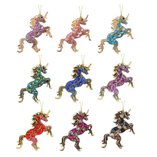 Horse Ornaments for Christmas Tree 2D Acrylic Sparkly Rhinestone Horse Hanging Ornament Gift for Women Girls Horse Lovers