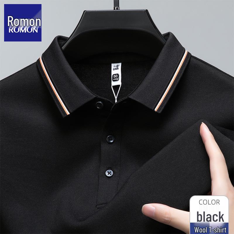 

Мужское поло с длинным рукавом из кашемировой шерсти и шелка - издание весна/осень 2025, универсальная рубашка с отложным воротником для папы 4XL / Weight 180-200 lbs