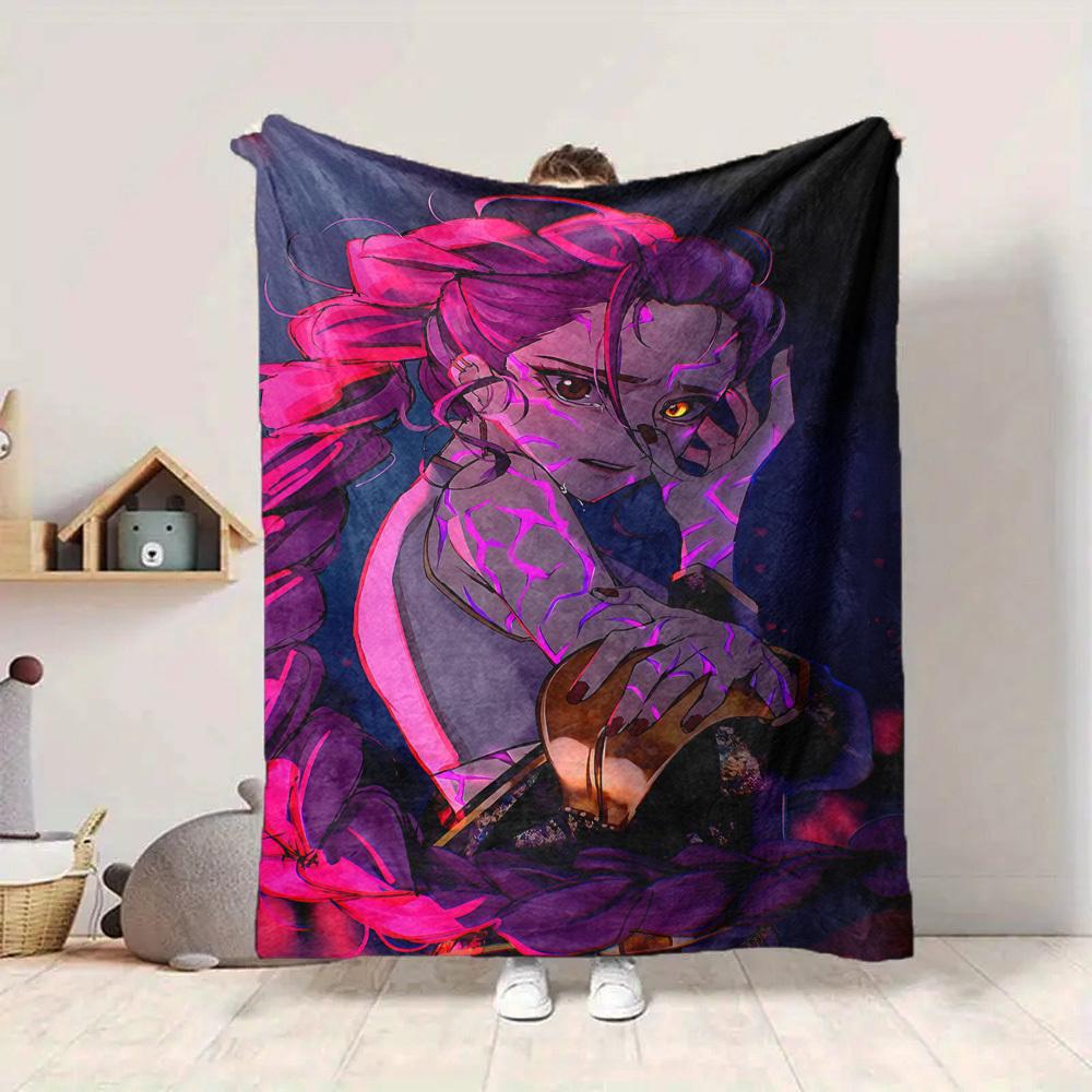 1pc KPop Demon Hunters Cozy Print Blanket Lightweight Warm Flannel Throw Blanket For Sofa, Bed, Living Room