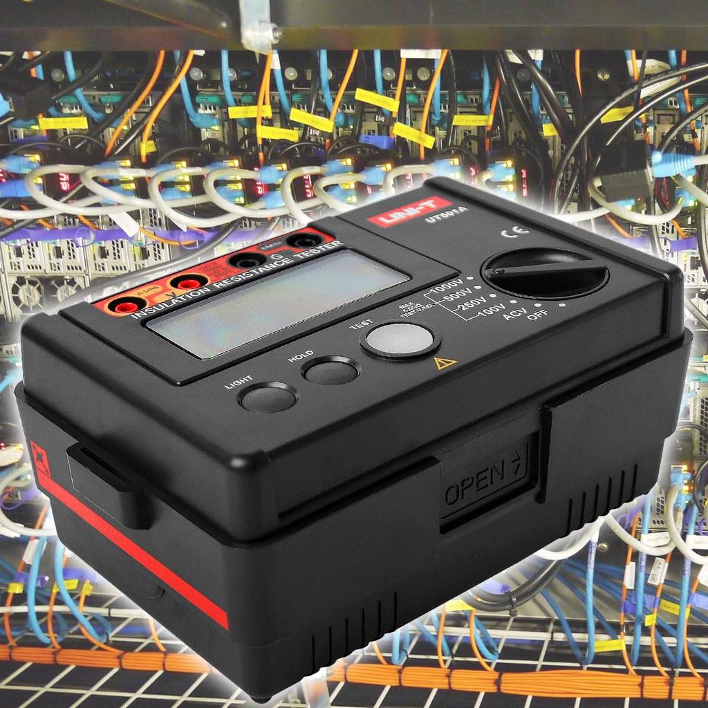 UNI-T Insulation Resistance Meter, Digital Megger, Insulation Tester with LCD Backlight, 100V/250V/500V/1000V, UT501A