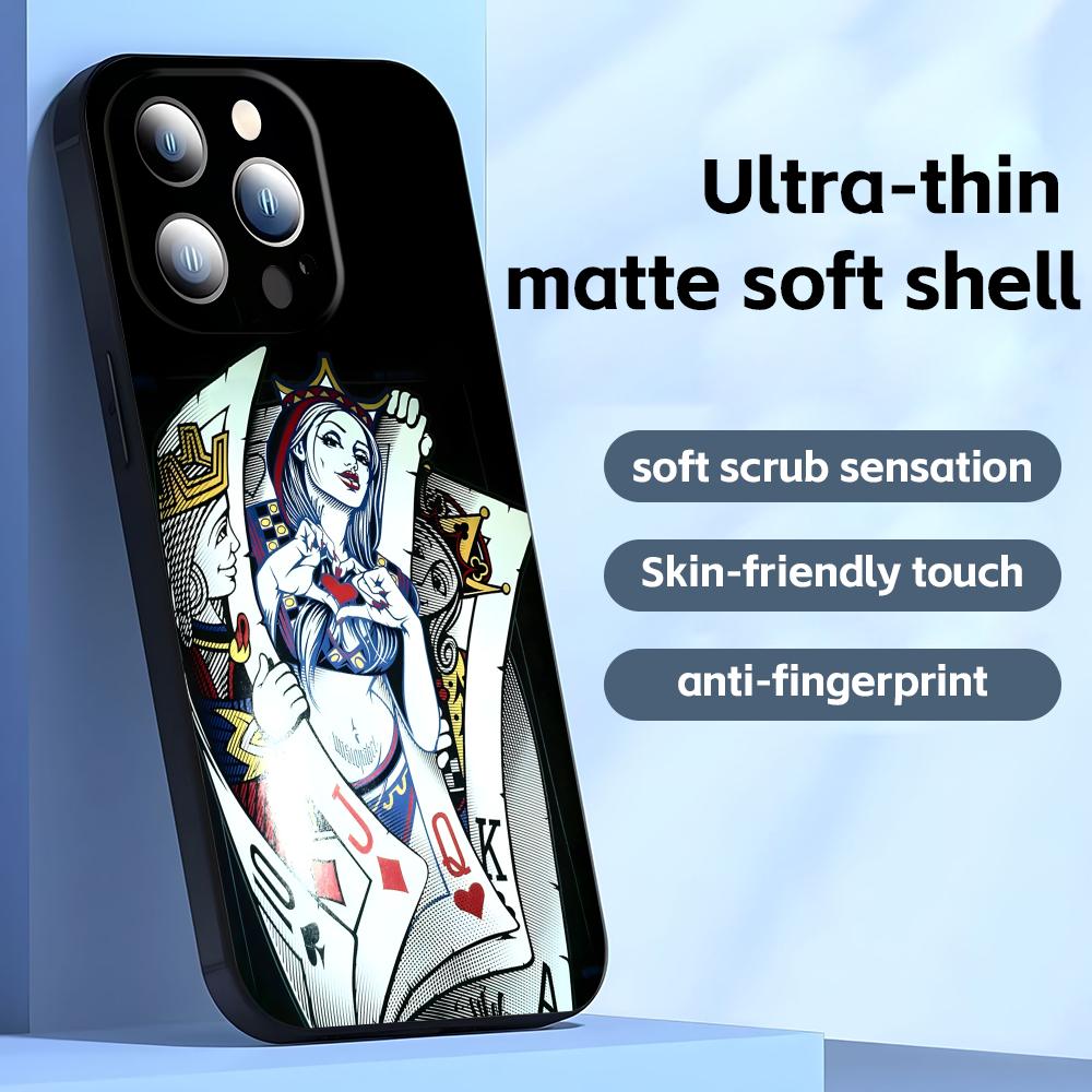 Poker Phone Case For iPhone17 16 16e 15 14 13 12 11 Plus Mini Pro Max Soft Black Shockproof Cover