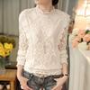 Women Spring and Summer White Collar Lace Bottoming Shirt Long Sleeve Short Sleeve Shirt