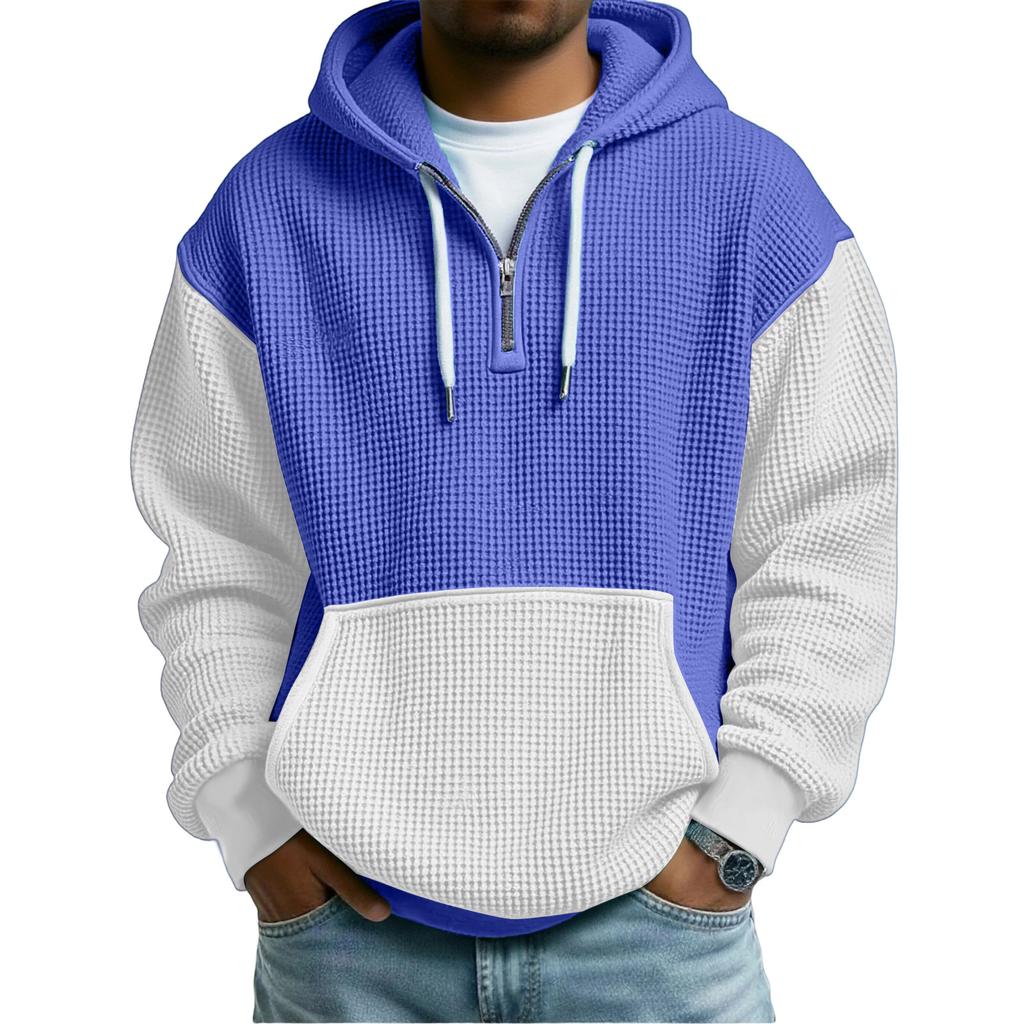 Sudadera con Capucha para Hombre de Moda Trendy con Media Cremallera, Pulóver, Textura Polar Gruesa