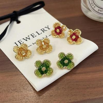 Women's Crystal Flower Gradient Blossom Earrings