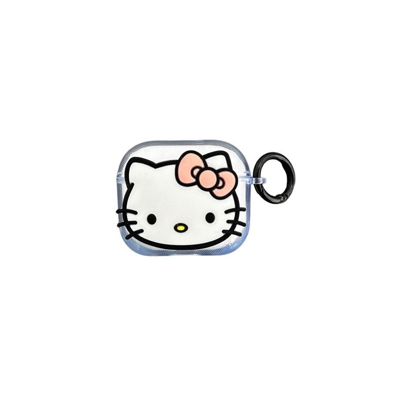 Airpods 1 /2 Generation Cartoon Kt Cat Bluetooth Headset Cover Soft Protective Case Airpods Pro Transparent Silicone Buckle