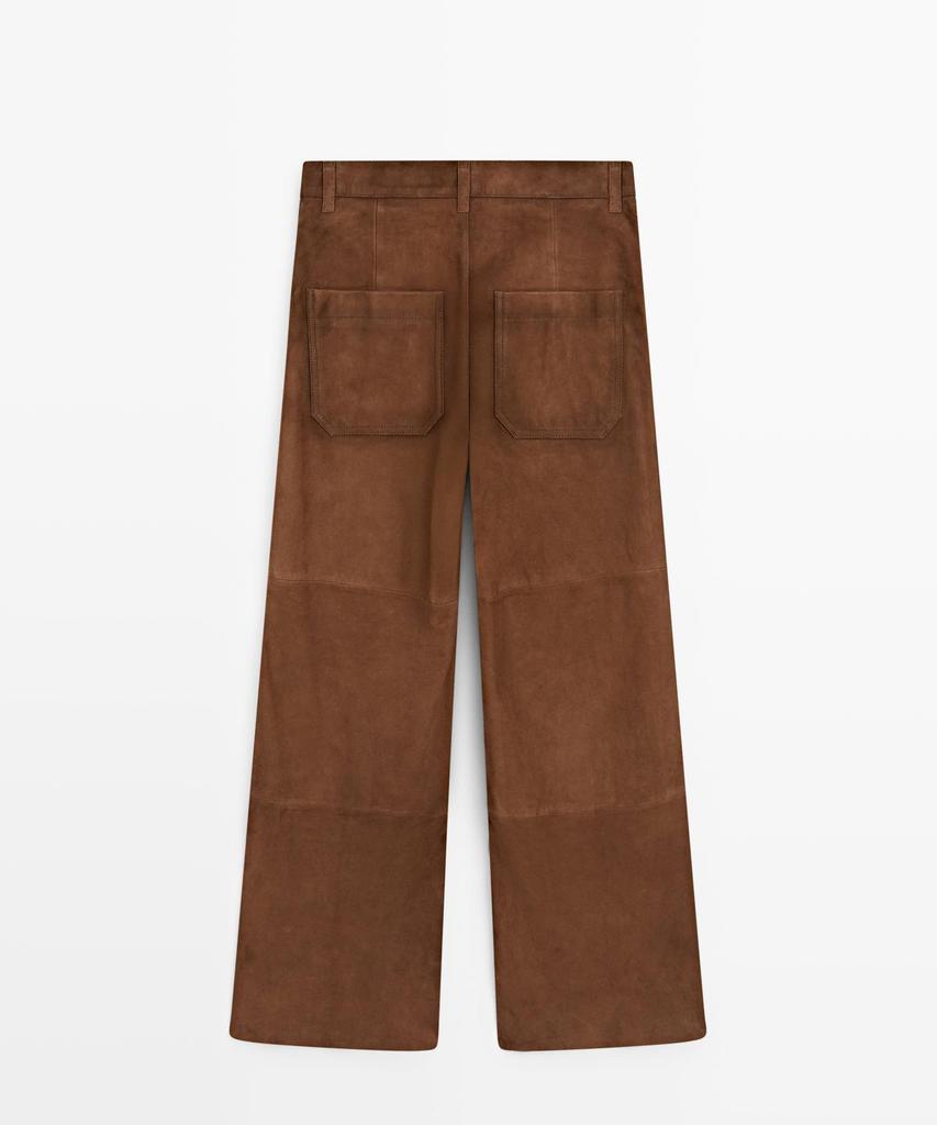 Masimodutti Wide Suede Leather Pocket Pants