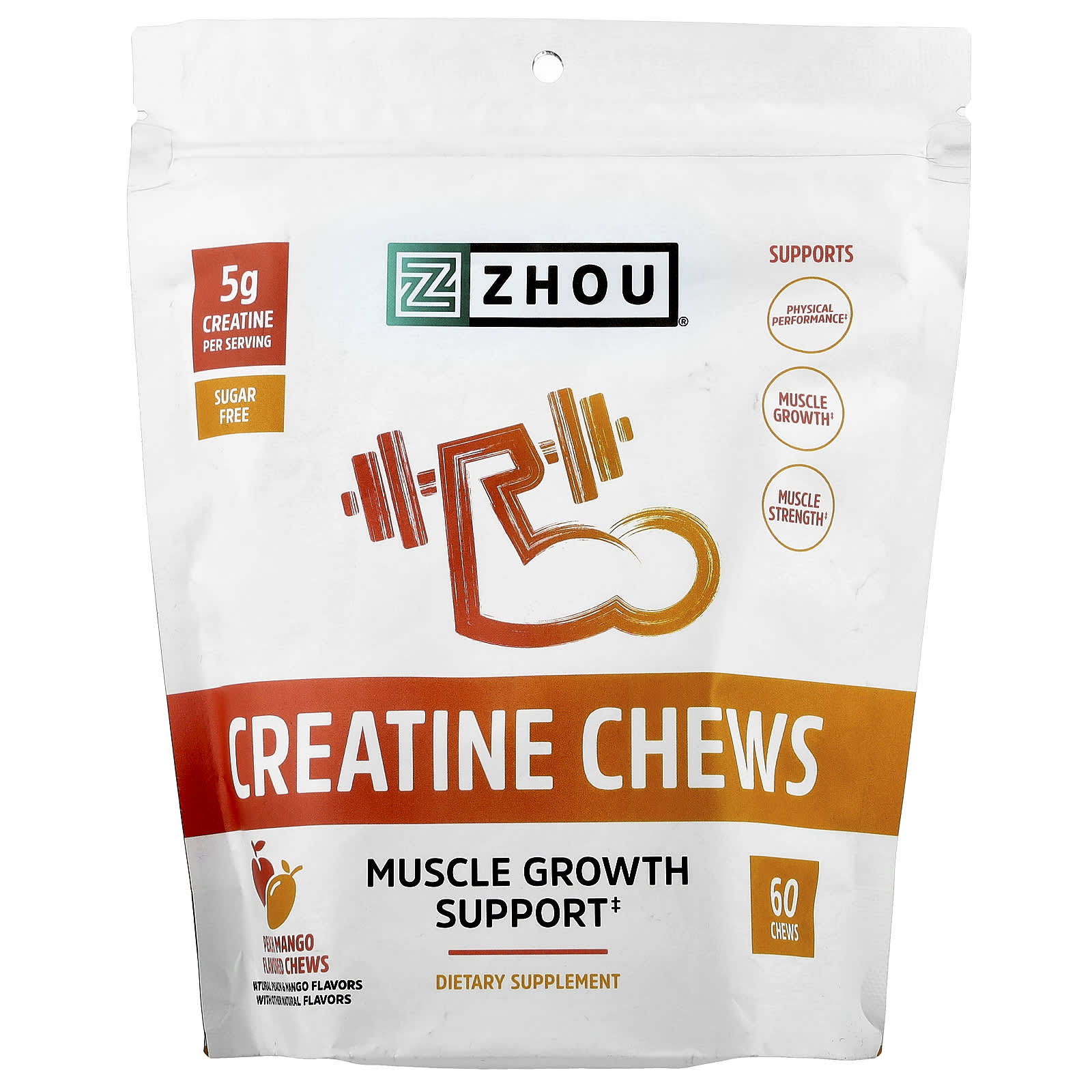 

Creatine Chews, Peach Mango, 60 Chews