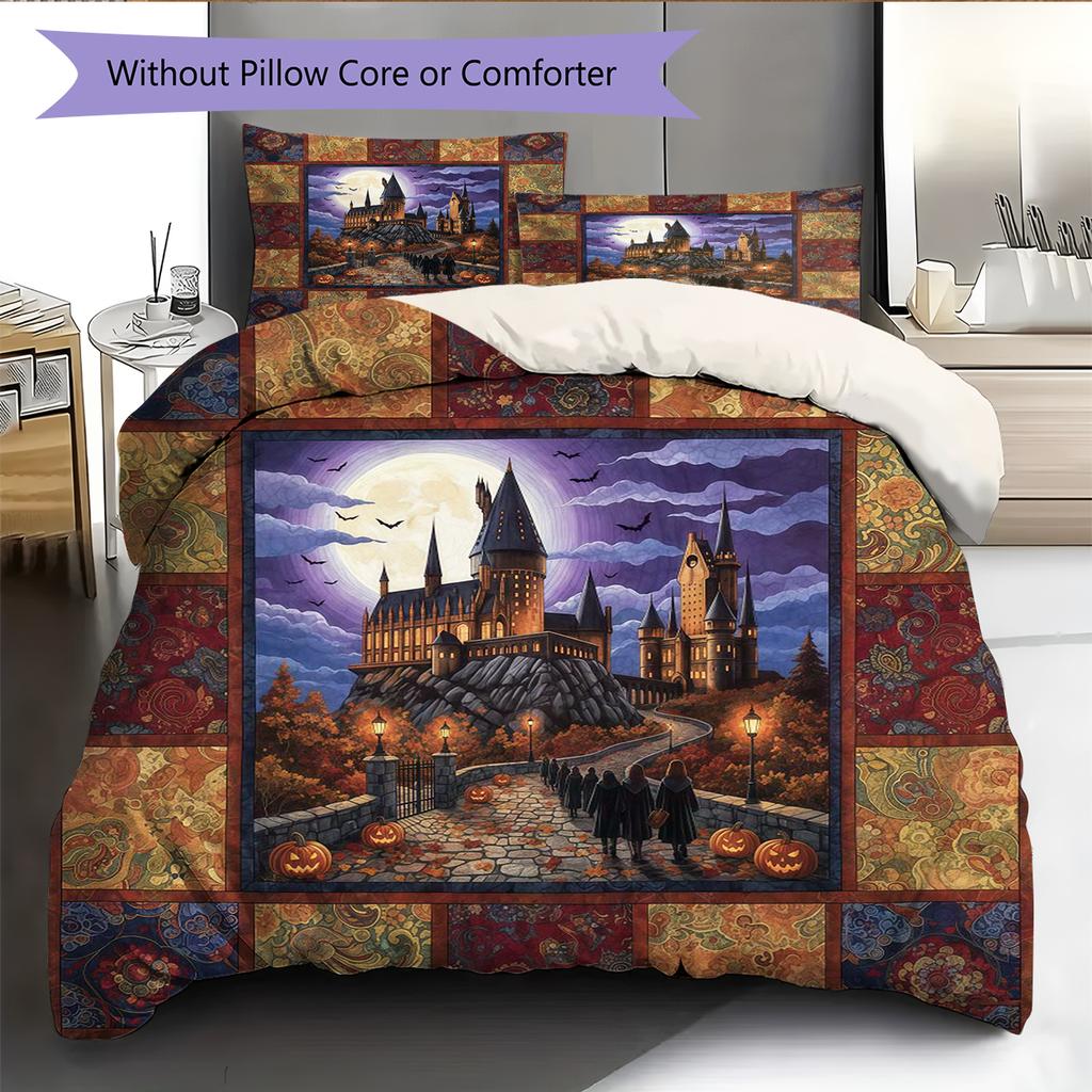 Conjunto de Colcha com Padrão de Desenho Animado Capa de Colcha Fronha Decoração de Casa Presente de Aniversário (1 capa de edredom + 2 fronhas, sem enchimento.)