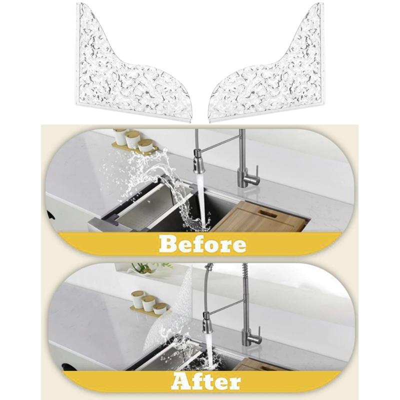 2Pcs Acrylic Shower Splash Guards Transparent Clear Drip Blocker for Bathtub Self Adhesive Water Barrier for Bathroom