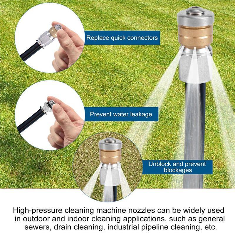 AEE4-4 Pcs Sewer Jetter Nozzle Set, For Pressure Washer Drain Jet Hose Tips With 1/4Inch NPT Quick Connector 5000 PSI