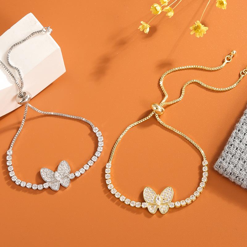 Zirkon diamentowy bransoletka motyl niszowy design prosty bransoletka osobowość wszechstronna biżuteria hurtownia