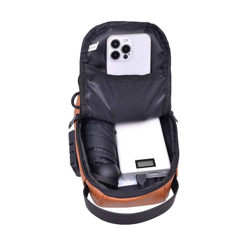 Men's Chest Bag Large Capacity Anti-theft Shoulder Bag USB Crossbody Bag