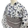 Kyoto Kimono Yuzen Women's Yukata Set with Obi, 2-Piece Set, Floral Print, Summer Kimono, Cotton Red Plum Blossoms (Gray)