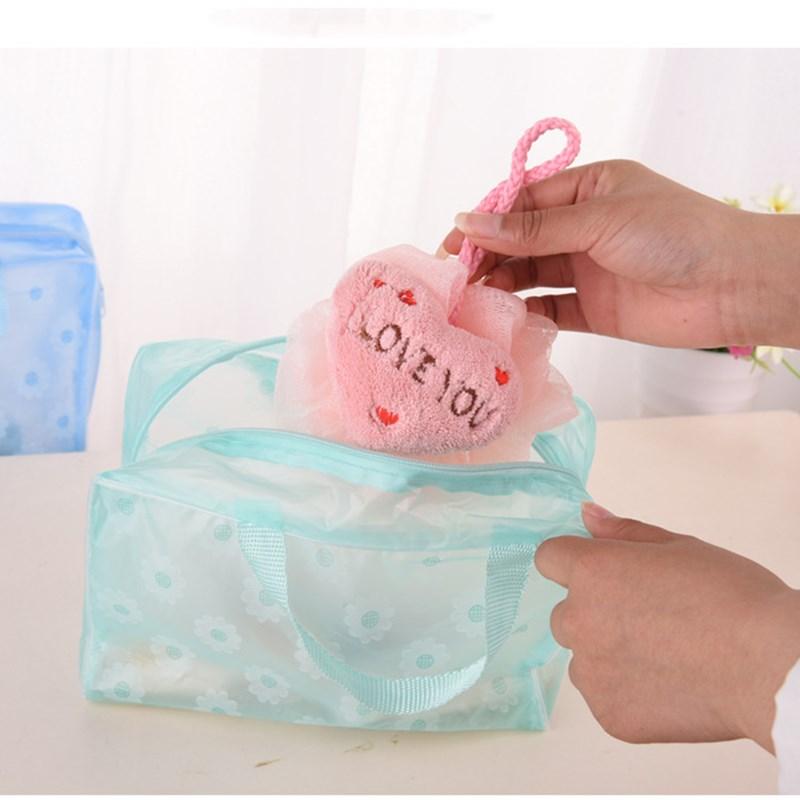 Women PVC Cosmetic Bag Case Waterproof Flower Print Cosmetics Transparent Toilet Bag Organizer Pouch Girl Make Up Bags Set
