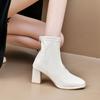 Autumn and Winter Chunky Heeled Boots Female Padded White Skinny Boots High-heeled Korean Small Ankle Boots
