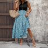 Women's Casual And Fashionable V-neck  Sleeveless Printing Mid Length Dress