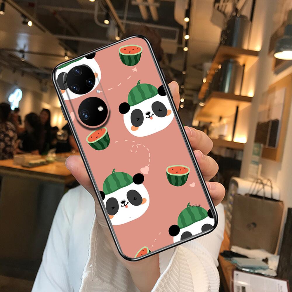 Super roztomilé pouzdro na telefon Panda pro Huawei p50 P40 p30 P20 10 9 8 Lite E Pro Plus Black Etui Coque Painting Hoesjes comic fas