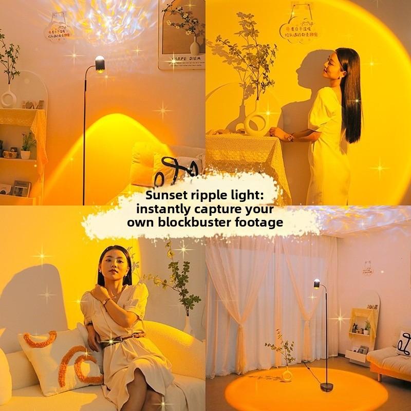 Internet Celebrity Water Ripple Ambient Light Live Background Premium Floor Bedroom Living Room Sofa Decoration Beauty Salon Sunset Light