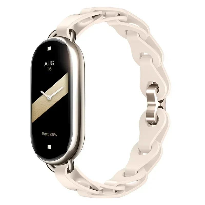 Silicone Strap for Xiaomi Mi 8 Band Chain Buckle Bracelet for Miband 8 NFC Fashion Lady Style Replacement Rubber Band Correa