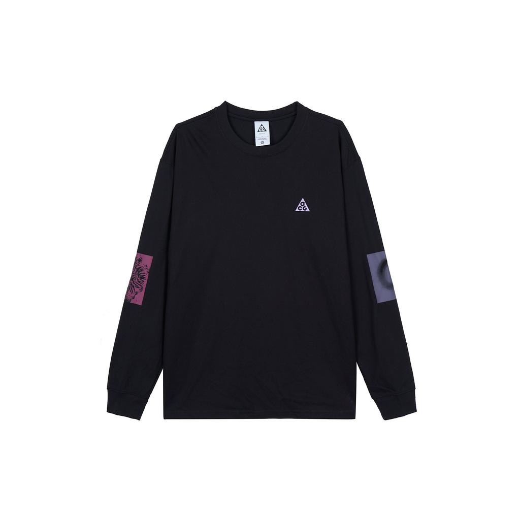Nike ACG Graphic Print Crewneck Long Sleeve T-Shirt Men Tops Black DX9453-010