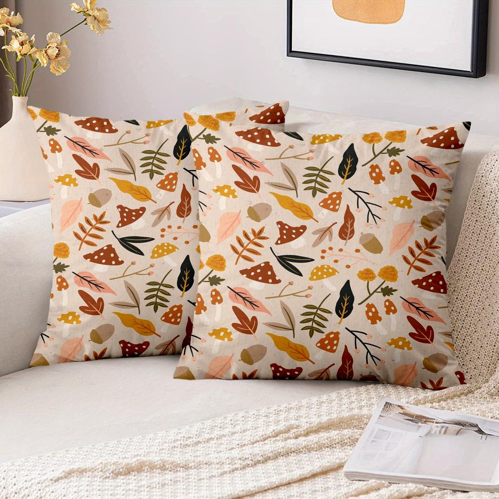 1 Pieces Autumn Leaves Mushroom Pattern Decorative Pillowcase Polyester pillowcase, sofa decorative cushion cov Headboard Pillow