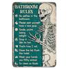 Retro Bathroom Rules Skeleton Sign Aluminum