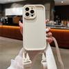 INS Crossbody Necklace Lanyard Soft Silicone Holder Case For iPhone 16 14 11 12 13 15 Pro Max XS X XR 8 7 Plus Solid Color Cover