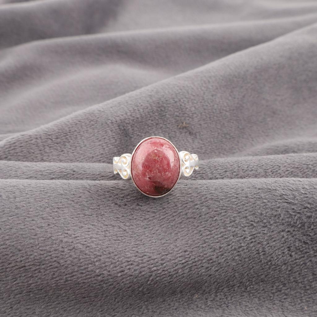 Natural Black Rhodonite Gemstone925 Sterling Silver Jewelry Handmade Girls Ring RR-66-33