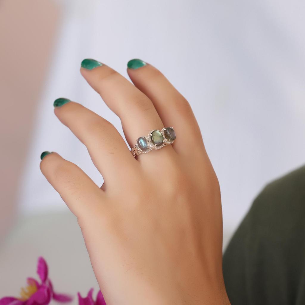 Inel pentru Femei cu Piatră Prețioasă Labradorit, Argint Sterling 925 Pur 100%, Bijuterii Handmade, Inel Argintiu, Ar8921