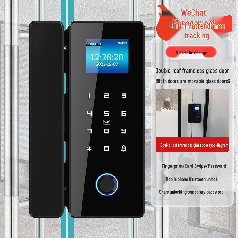 ZUCON F354 Bluetooth Smart Fingerprint Glass Door Lock CN plug (adapter included)