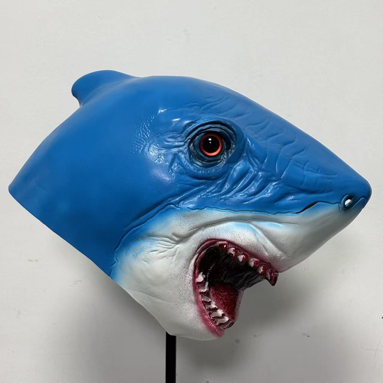 Blue Shark Latex Headgear, Party Mask One size fits all adults синий