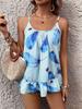 Summer new women's clothing sling vest feather print loose and comfortable casual pullover top