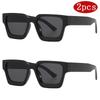 2pcs Candy Colors Square Sunglasses Woman Vintage Large Frame Design Sun Glasses Female Fashion Thick Frame