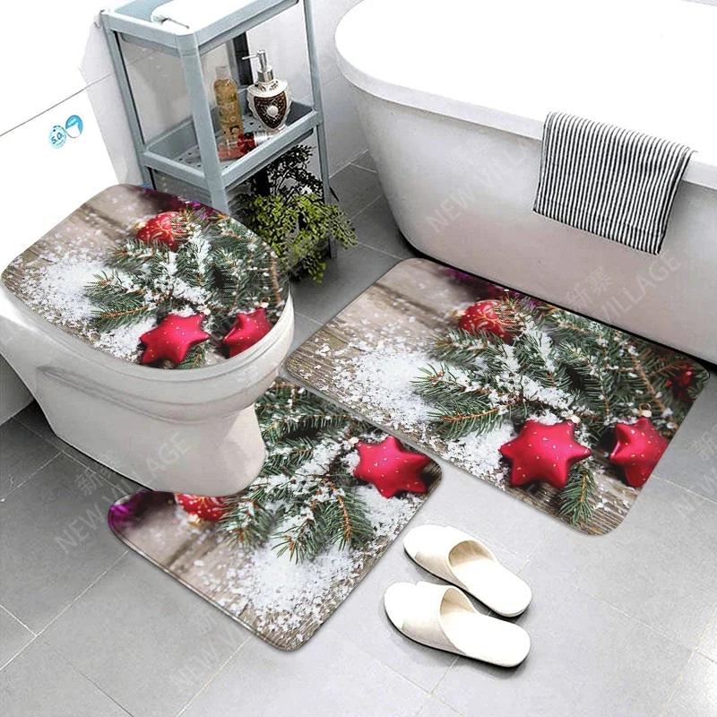 Home Bathroom Floor Mats Christmas Decorations Bath Foot Mat Modern Bathroom Accessories Rug Toilet Mat Bathtub Anti-slip Carpet