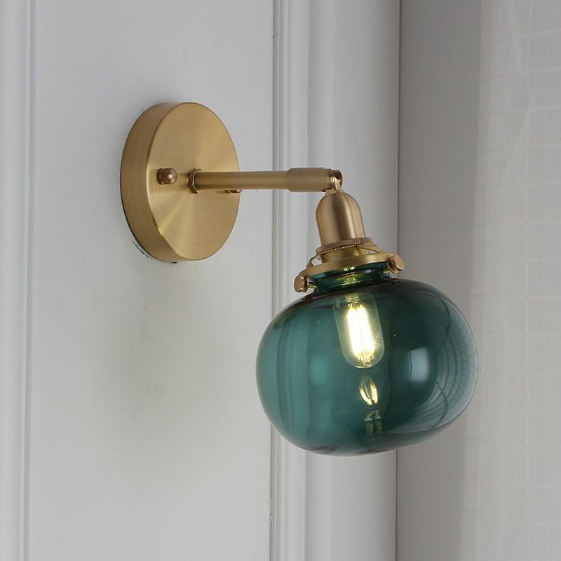 Nordic Japanese Brass & Glass Pumpkin Wall Lamp for Living Room, Bathroom, or Hallway