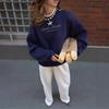 Women's Oversized Temperament Sweatshirt with Letter Print and Fleece Lining