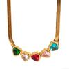 Colorful Zircon Heart Necklace - Elegant Temperament Design, Non-fading Clavicle Chain for Women