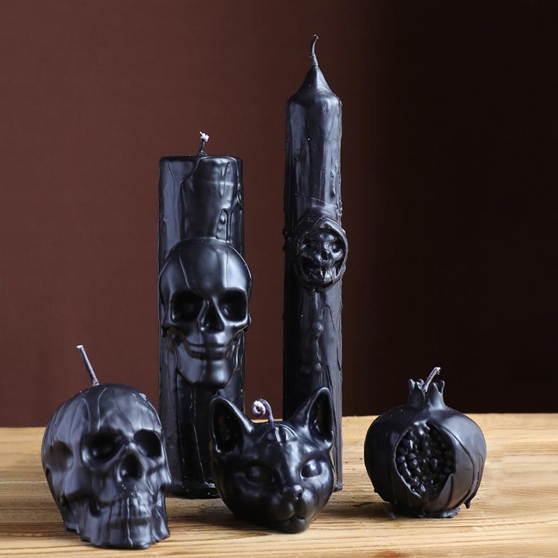 1PC Black Skull Aroma Candle Decor Candle Gothic Horror Scented Candle Macabre Skeleton Wax Melt