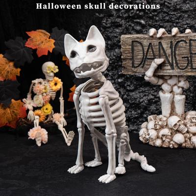 Sedící kostra kočky Halloweenská dekorace Zvířecí kost Rekvizita Strašidelná pro Vzdělávací model Víceúčelová