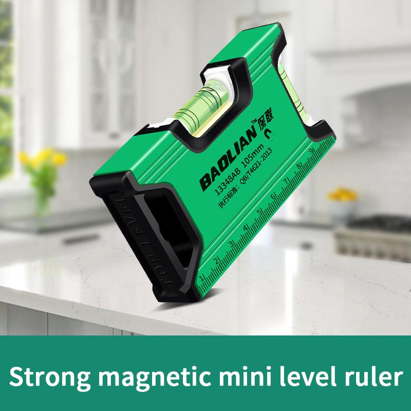 Horizontal Vertical Measure Metric Ruler Spirit Level Strong Magnetic Mini Aluminum Alloy Ruler Portable Decoration Special Tool