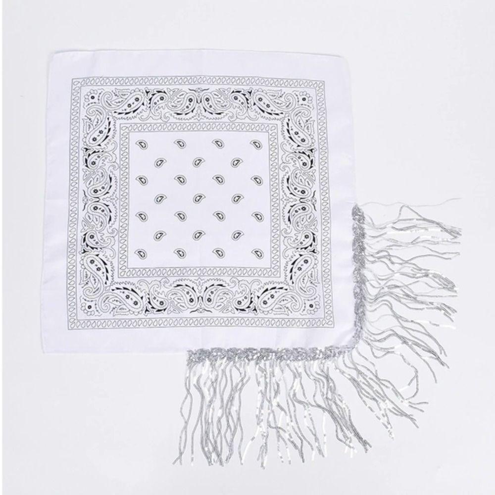 Cowboy Style Cowgirl Bandanas Tassel Trim Neckerchief Western Accessory Women Bandanas
