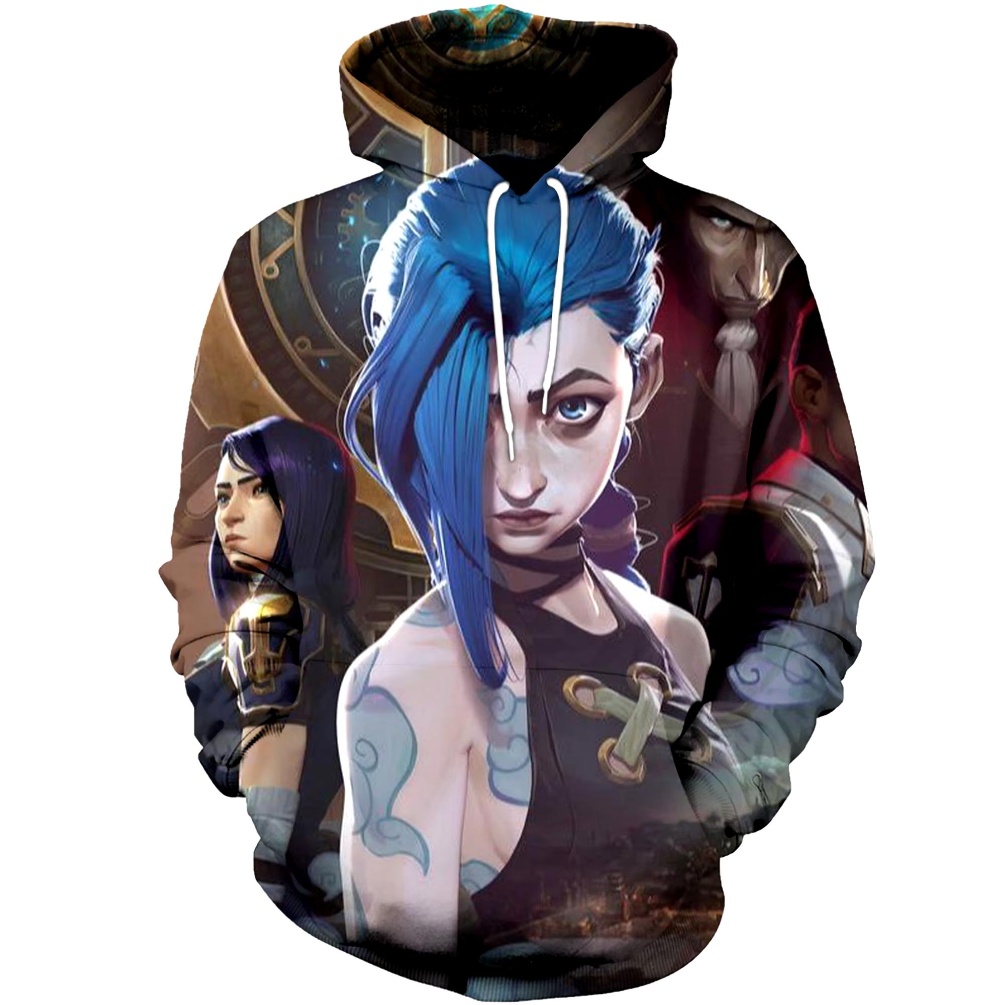 

Популярные аниме Arcane League Jinx Print Hoodies 3D Мужские/Женские Спортивные Костюмы Толстовки Детские Пуловеры Модная Мужская Одежда Большие Размеры S