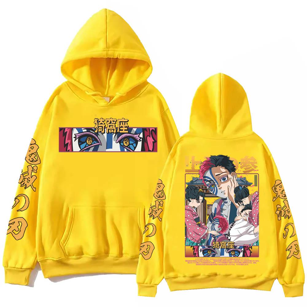 Akaza Demon Slayer Graphic Hoodies Japanese Manga Print Sweatshirt Men Women Fall Winter Long Sleeve Fleece Hooded Streetwear