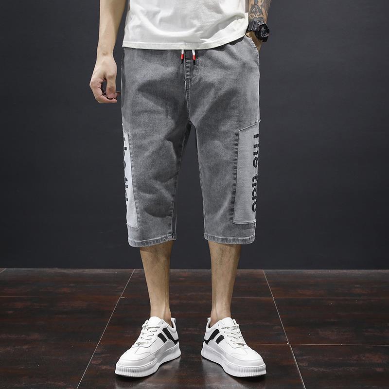 Denim Cropped Pants Herren Sommer Dünne Lose Gerade Große Größe Hosen