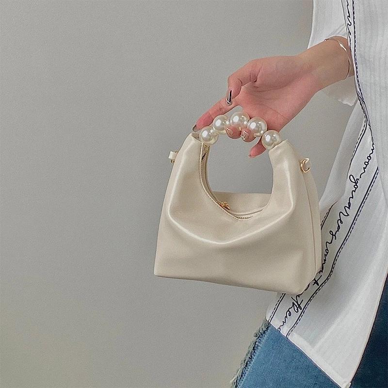 Pearl Handle Women Small Clutch Handbags Fashi Chain Female Shoulder Messenger Bag Solid Color Ladies Hobos Tote Purse Bag