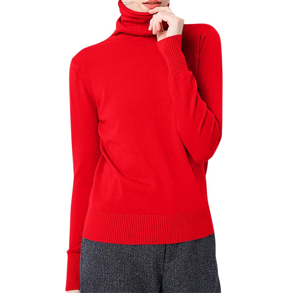 Women's Casual And Fashionable Knitted Pile Collar Solid Color Long Sleeved Top