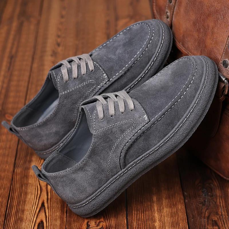 Genuine Leather Mens Casual Shoes High Quality Breathable Running Sneakers Comfy Designer Lace-Up Sport Shoes Mocassin Hombre